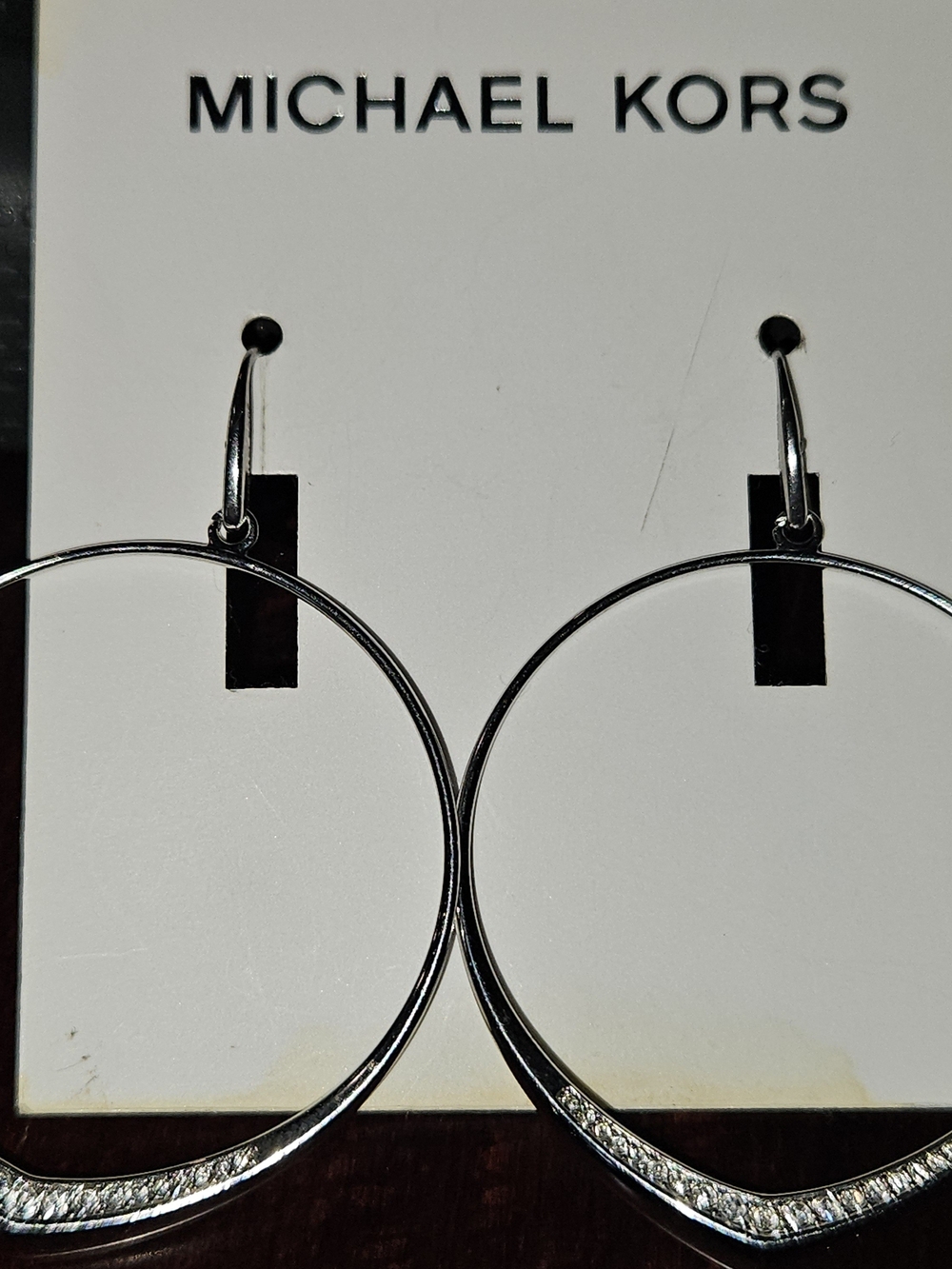 Michael Kors Silver Hoop Earrings with Pavé Accents